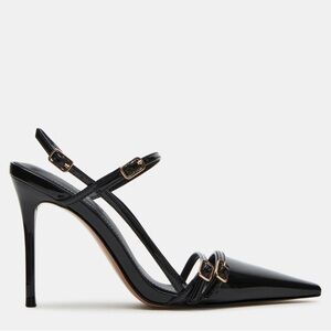 Steve Madden Deagan Black Patent Slingback Heels